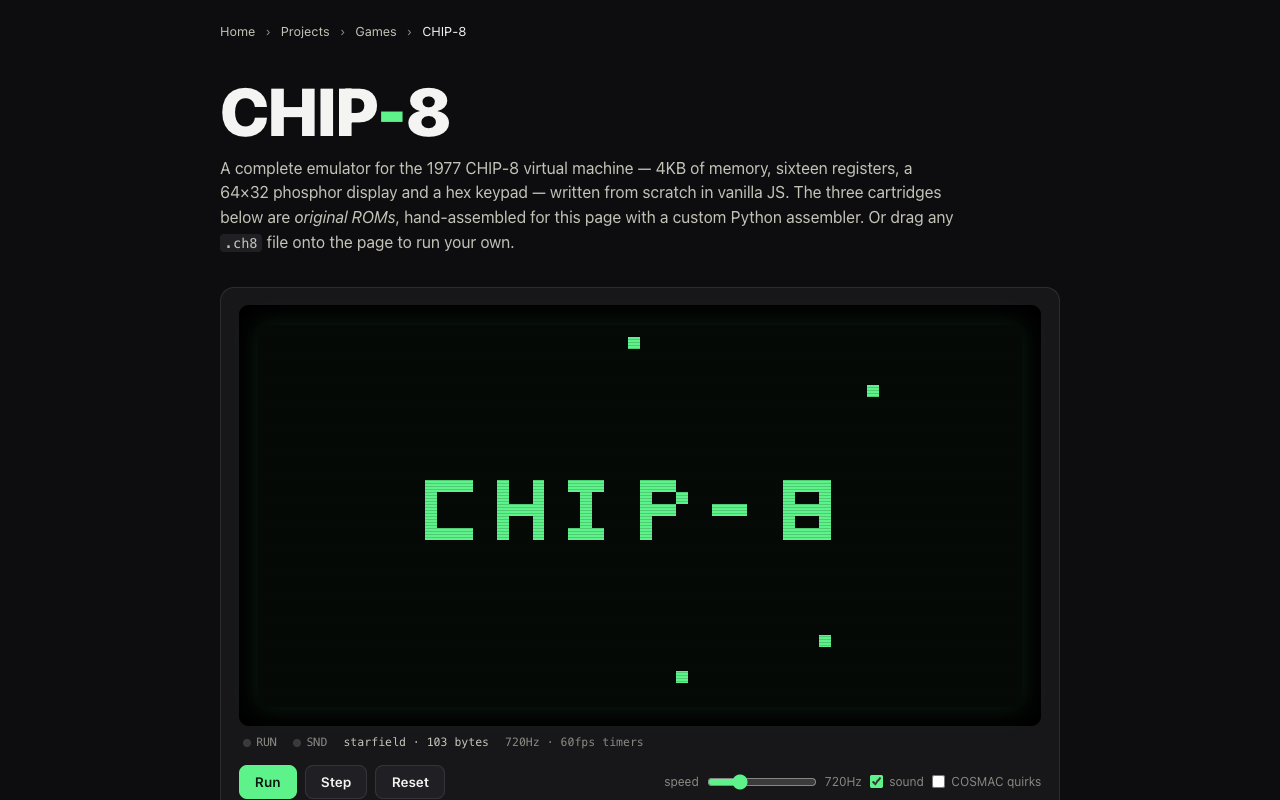 CHIP-8 emulator and live debugger