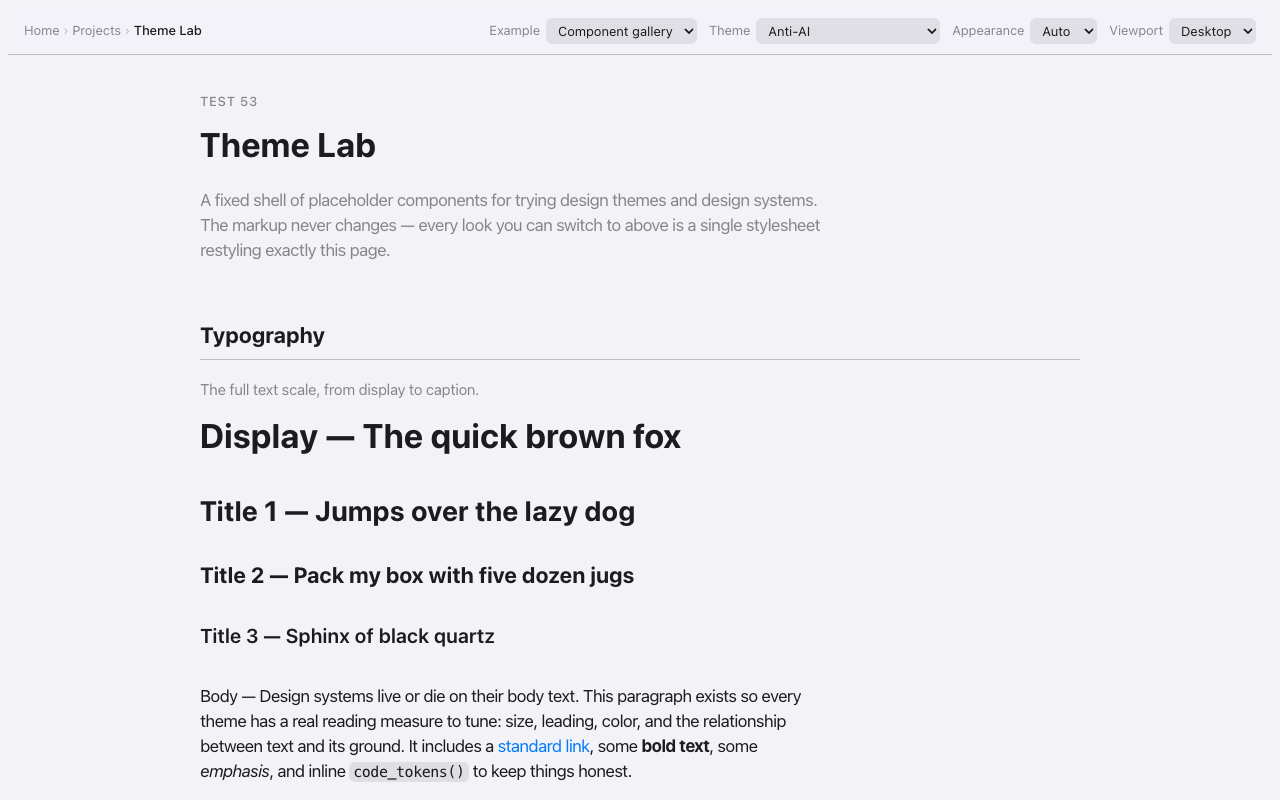Theme Lab design-system playground